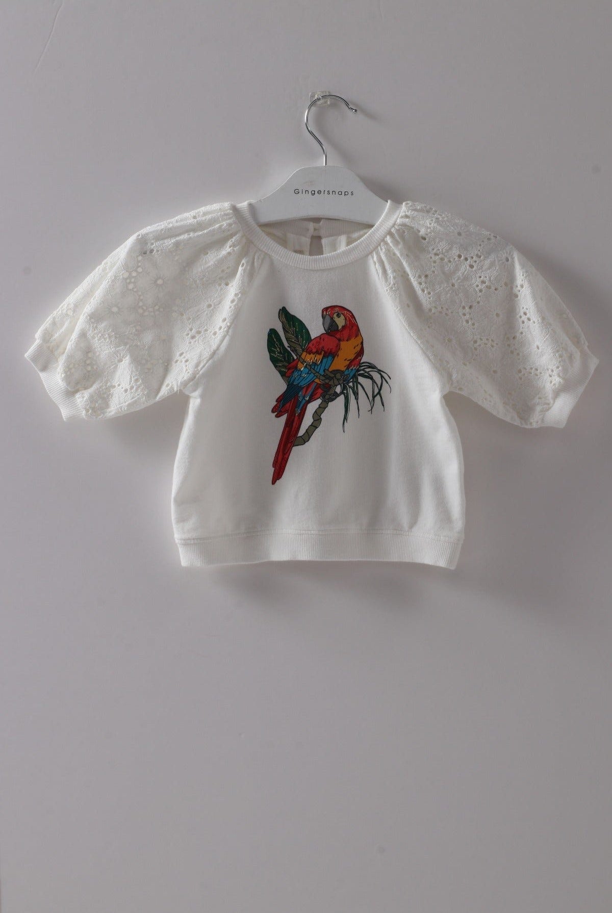 جينجرسنابس بلوزة بكم منفوخ مخرم مزينة بطبعة بغبغان أوف وايت