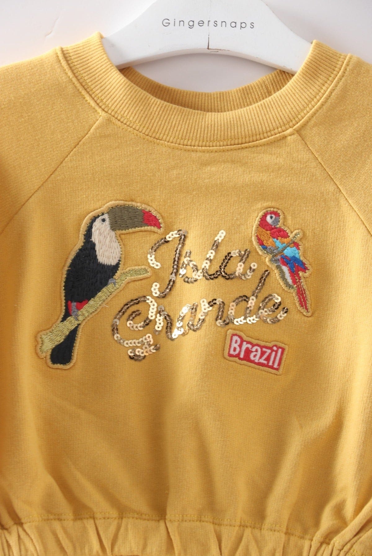 جينجرسنابس بلوفر بناتي نص كم بطبعة أمامية أصفر