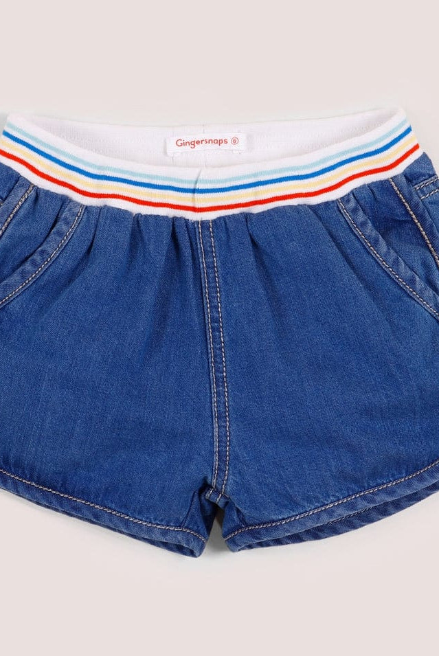 جينجرسنابس شورت جينز قصير بخطوط بالطول بناتي أزرق/سط
