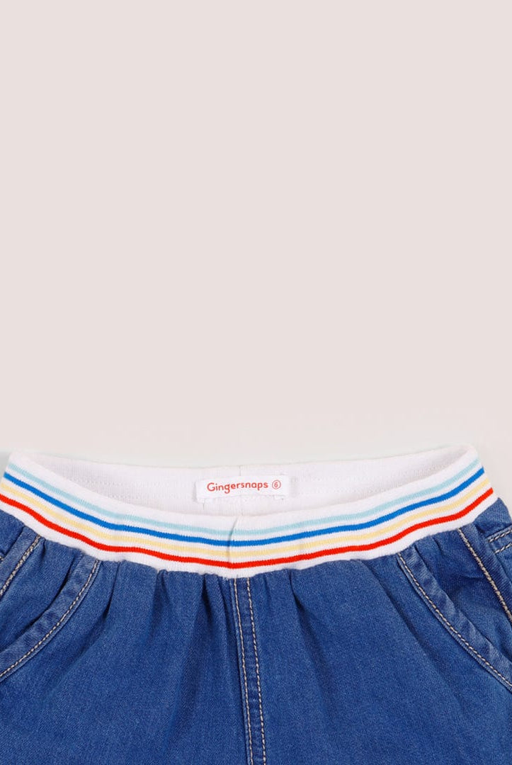 جينجرسنابس شورت جينز قصير بخطوط بالطول بناتي أزرق/سط