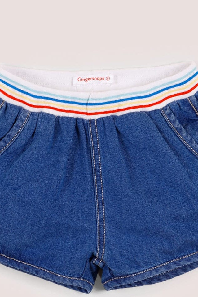 جينجرسنابس شورت جينز قصير بخطوط بالطول بناتي أزرق/سط