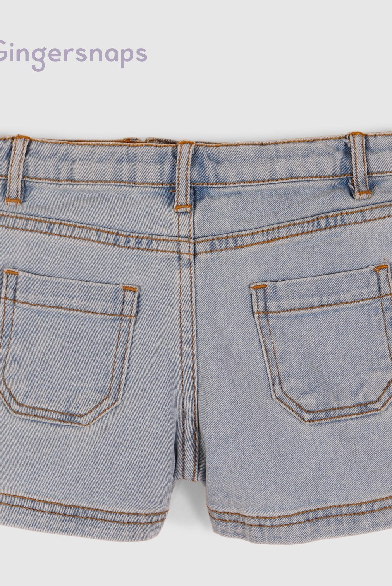 جينجرسنابس شورت جينز مطرز كروشيه بناتي أطفال أزرق/سط