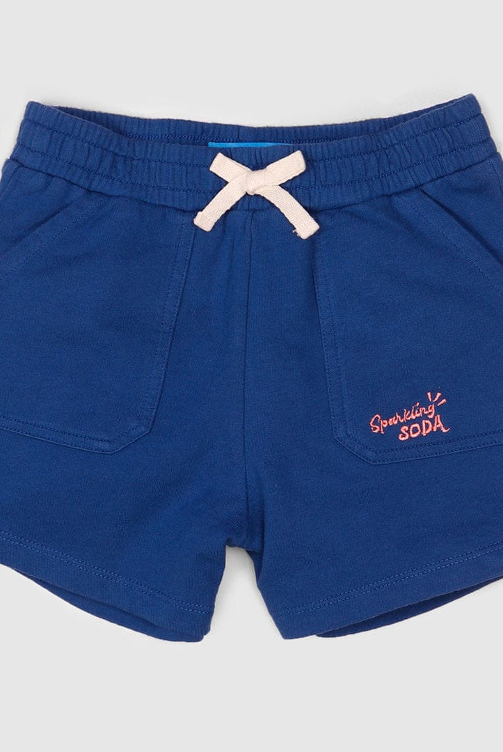 جينجرسنابس شورت قماش بجيوب أمامية وفيونكة بناتي أزرق غامق