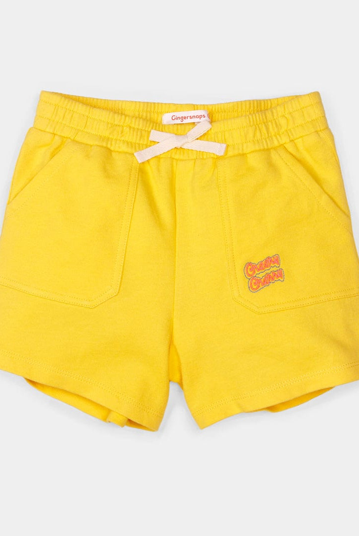 جينجرسنابس شورت قماش بناتي بفيونكة بناتي أصفر بريمروز