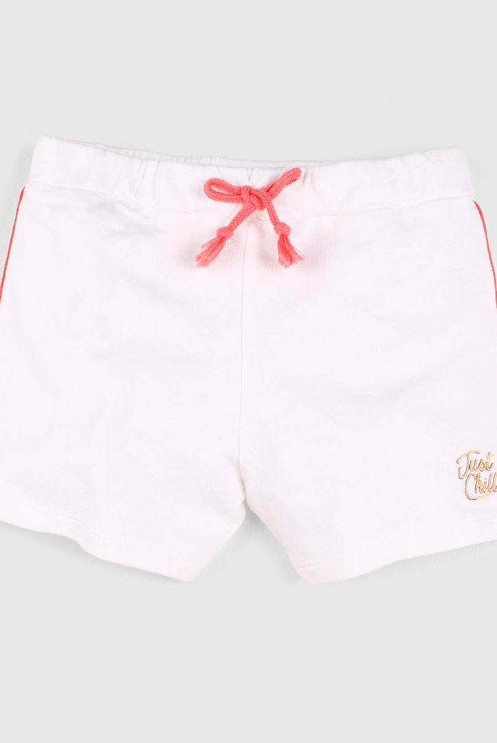 جينجرسنابس شورت بناتي سادة بخطوط جانبية ورباط أوف وايت