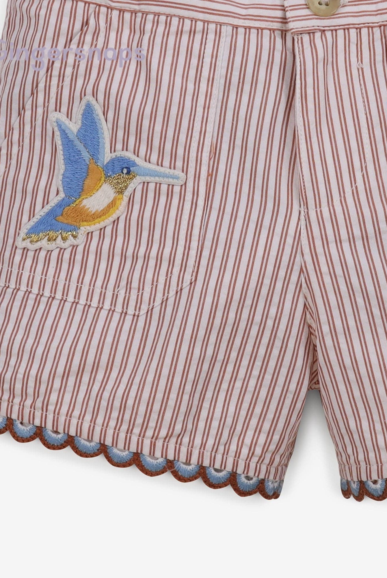 جينجرسنابس شورت مخطط بالطول بناتي أصفر بني و أوف وايت