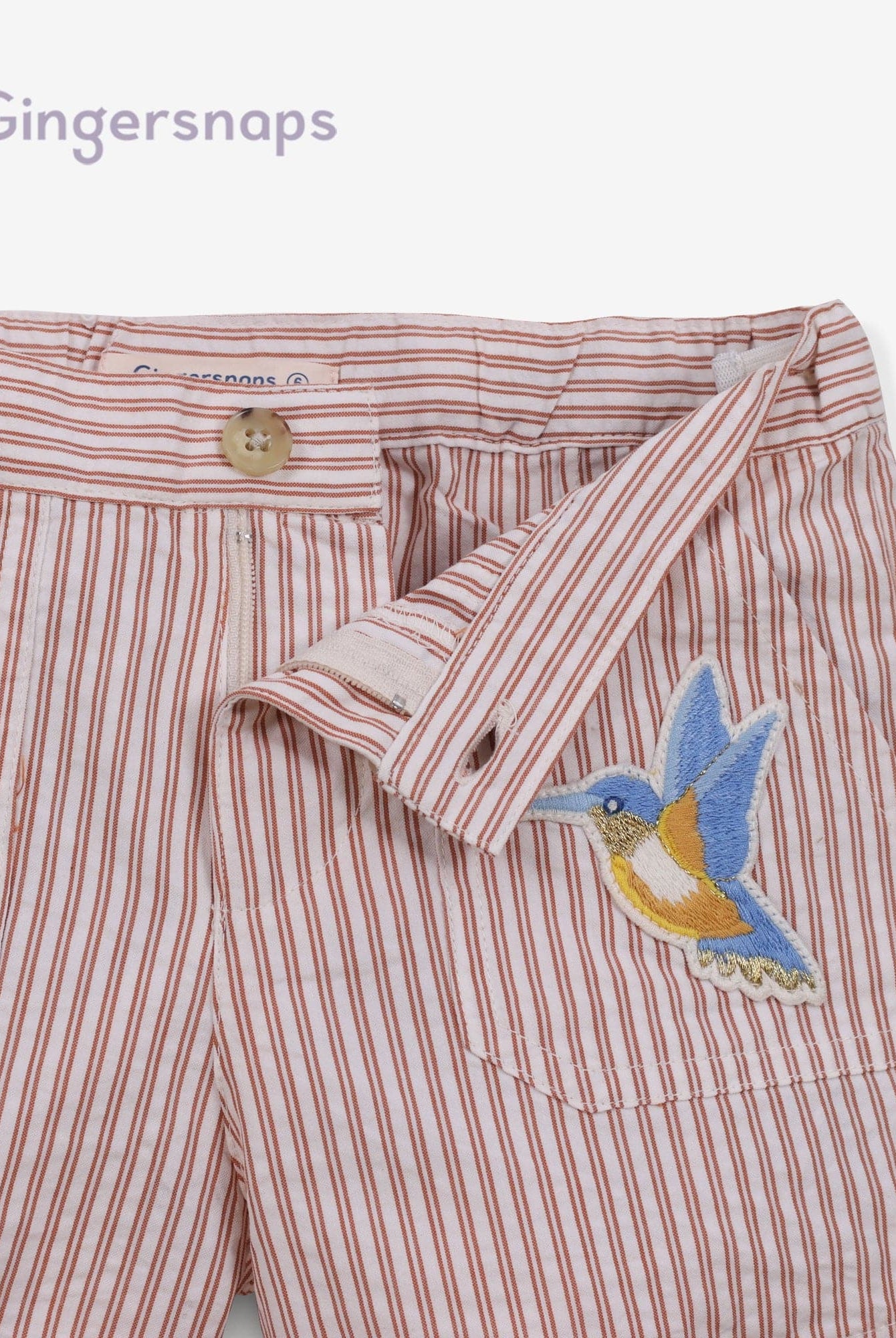 جينجرسنابس شورت مخطط بالطول بناتي أصفر بني و أوف وايت