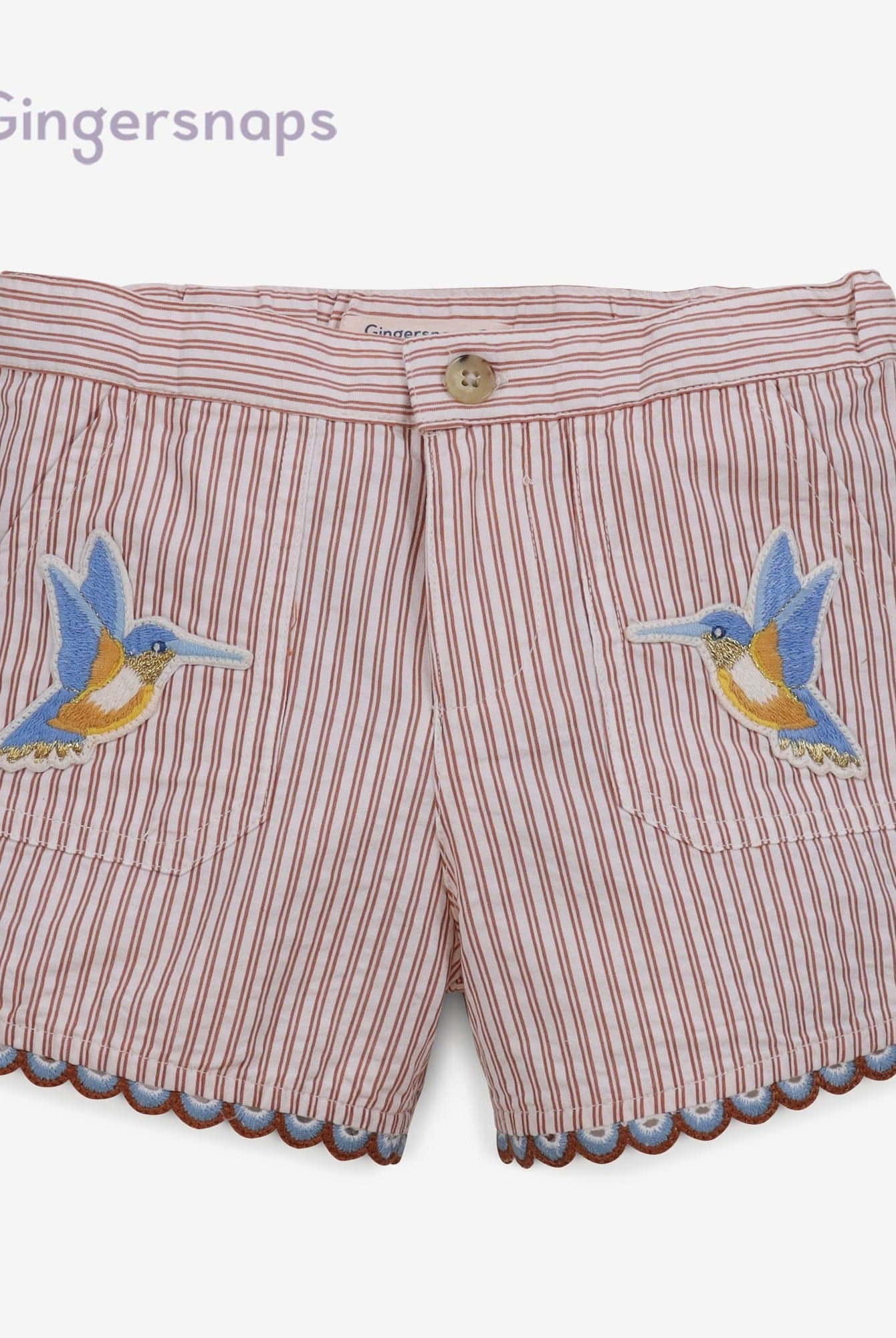 جينجرسنابس شورت مخطط بالطول بناتي أصفر بني و أوف وايت