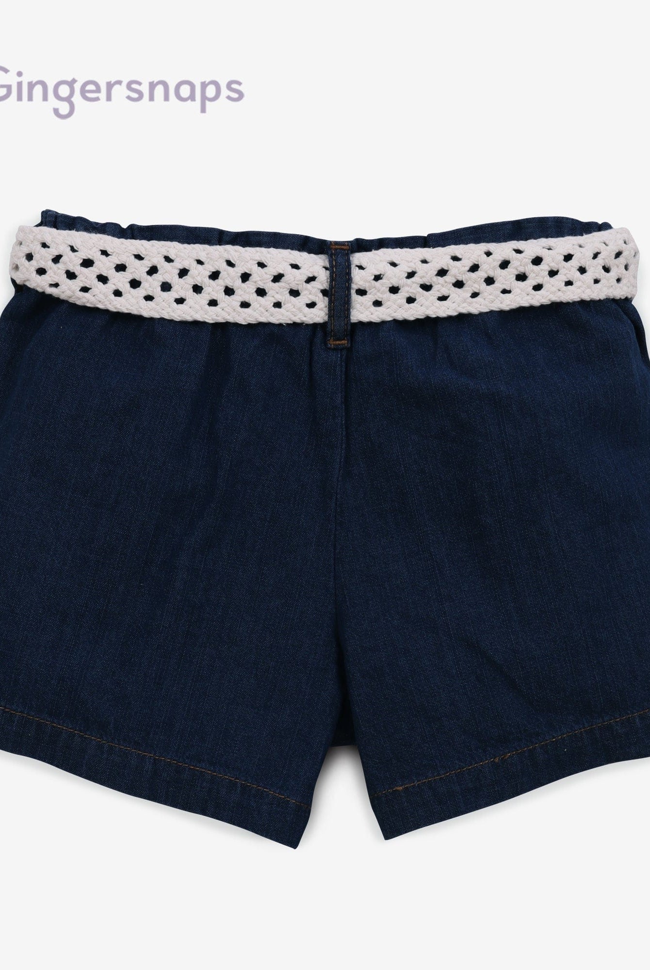 جينجرسنابس شورت جينز برباط أطفال بناتي أزرق غامق