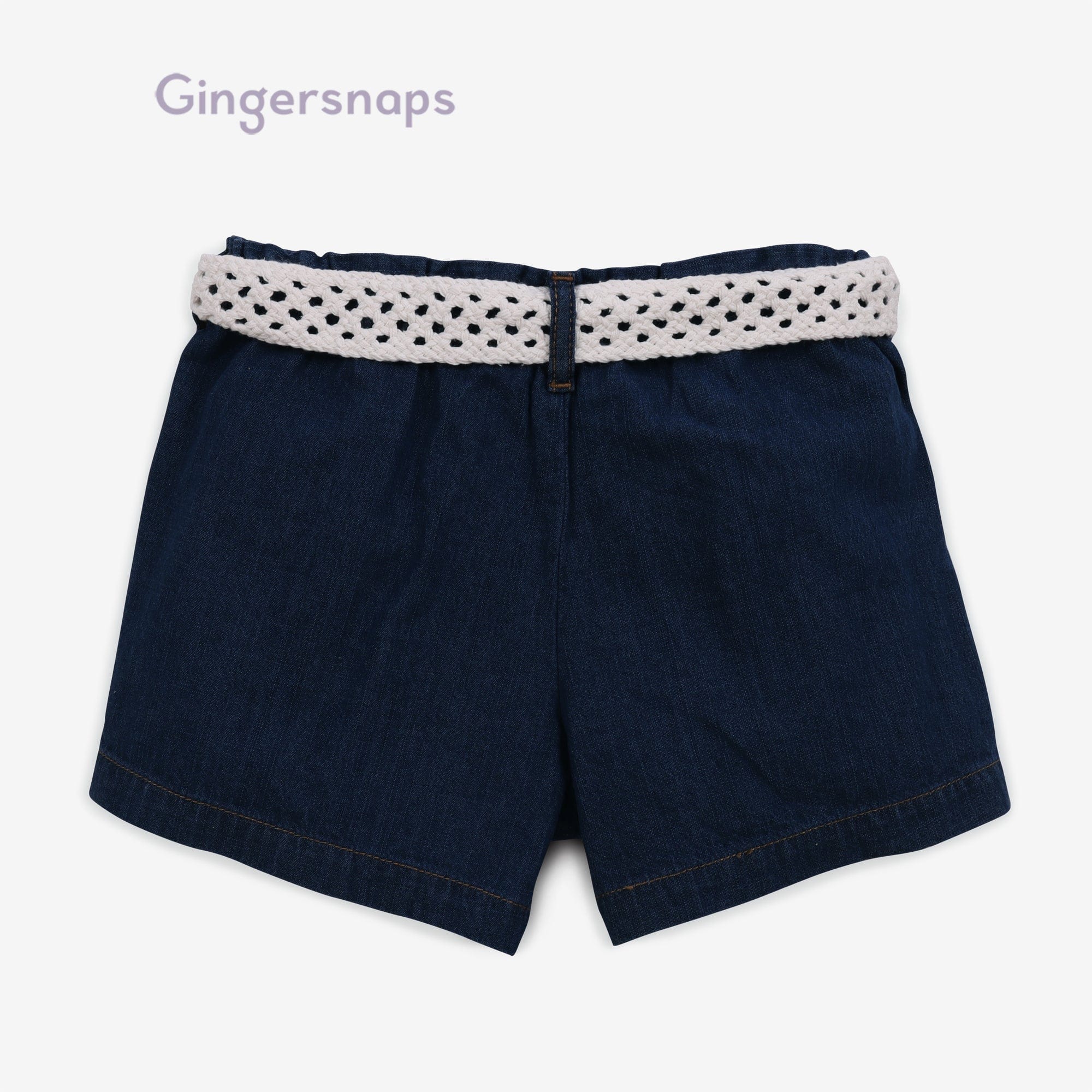 جينجرسنابس شورت جينز برباط أطفال بناتي أزرق غامق
