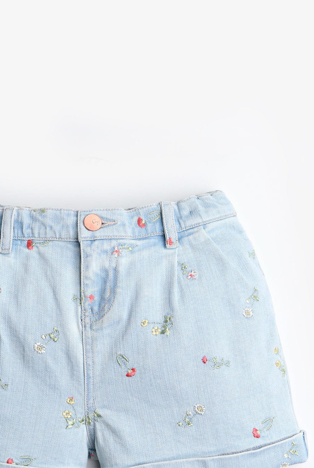 جينجرسنابس شورت جينز مطرز بالخيط بناتي أطفال أزرق فاتح