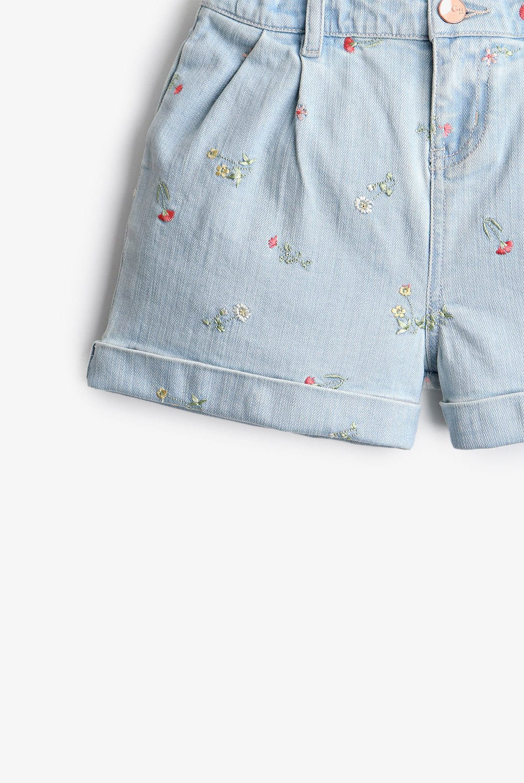 جينجرسنابس شورت جينز مطرز بالخيط بناتي أطفال أزرق فاتح