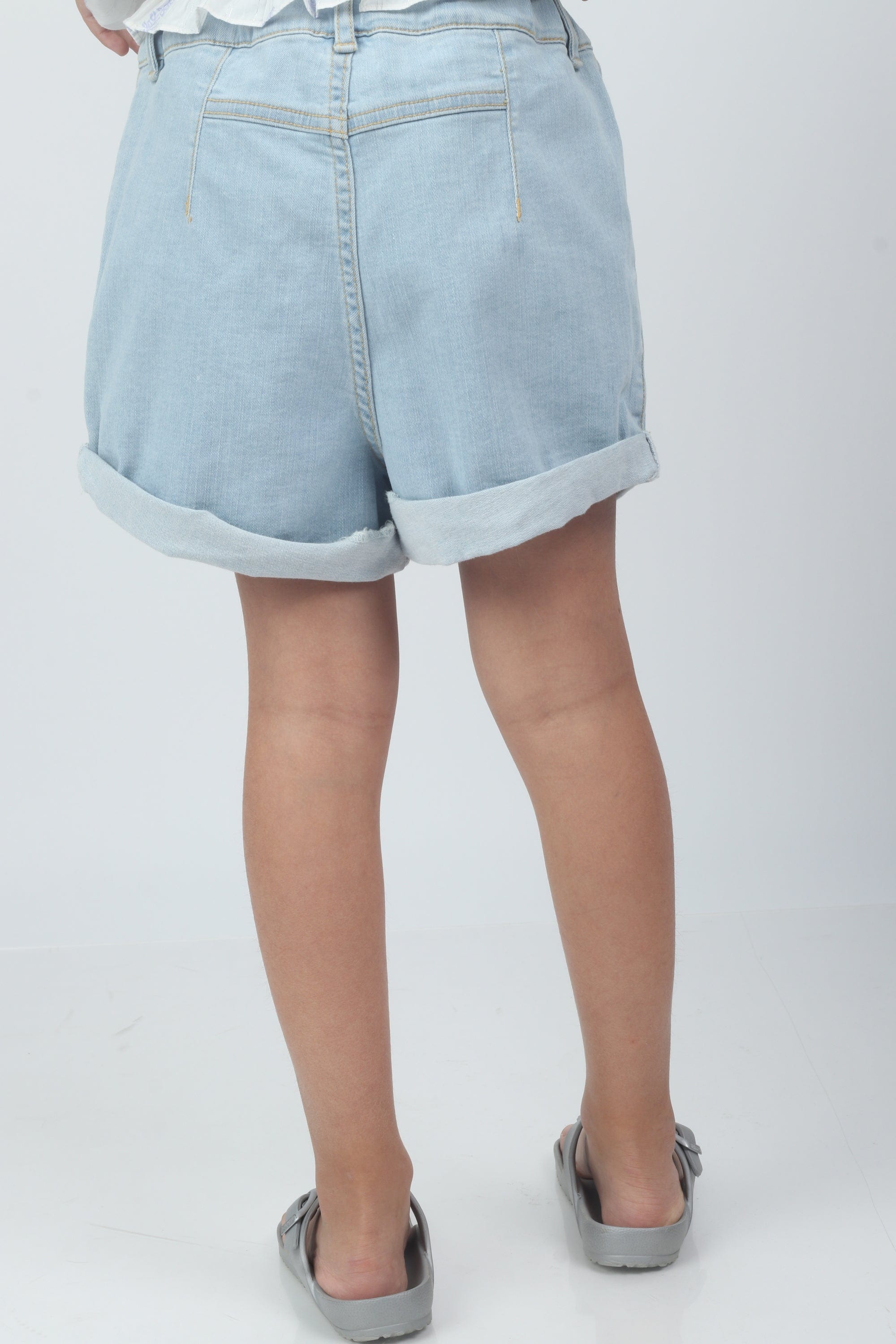 جينجرسنابس شورت جينز سادة قصير بناتي أطفال أزرق