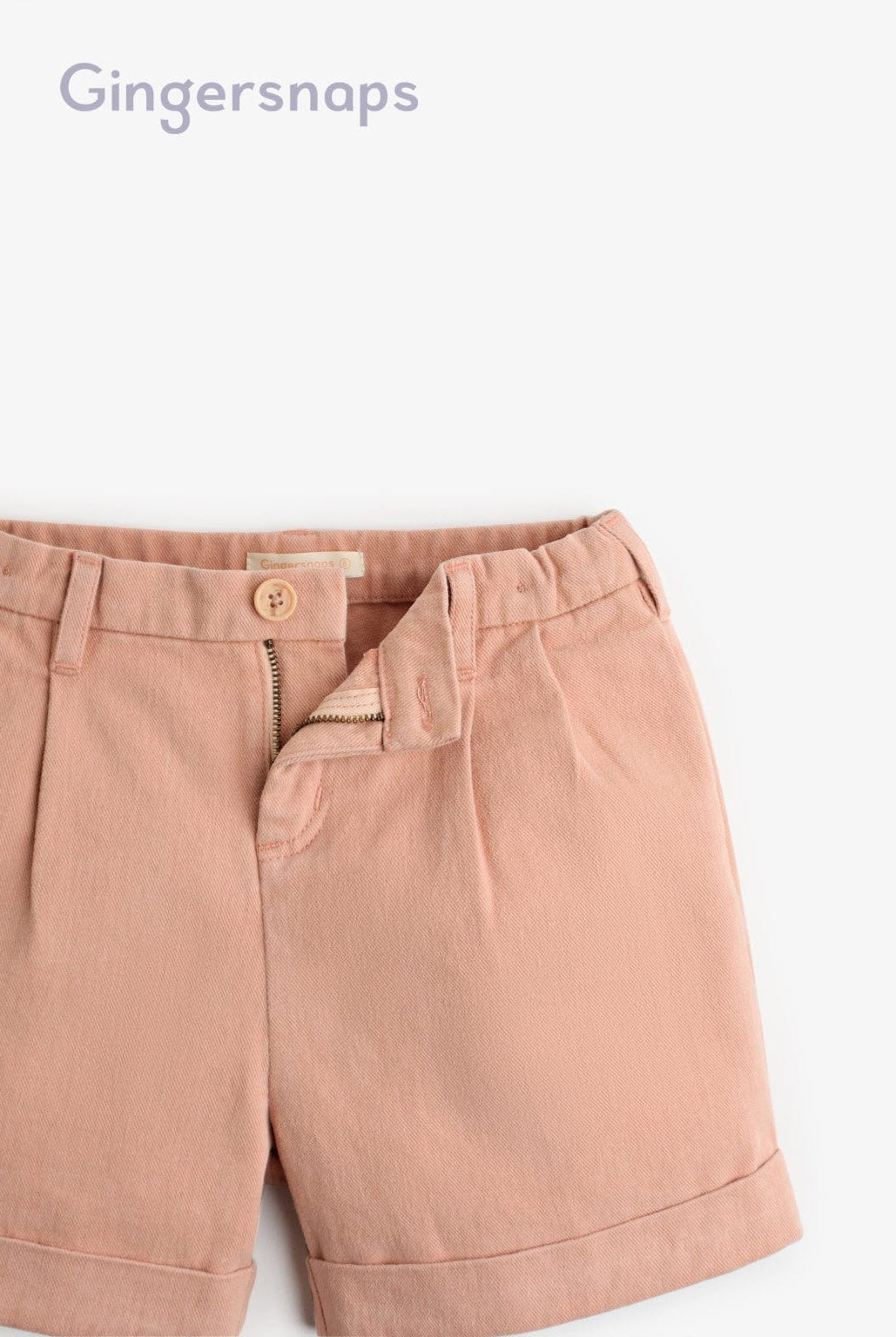 جينجرسنابس شورت سادة بناتي أطفال - الخوخ الوردي