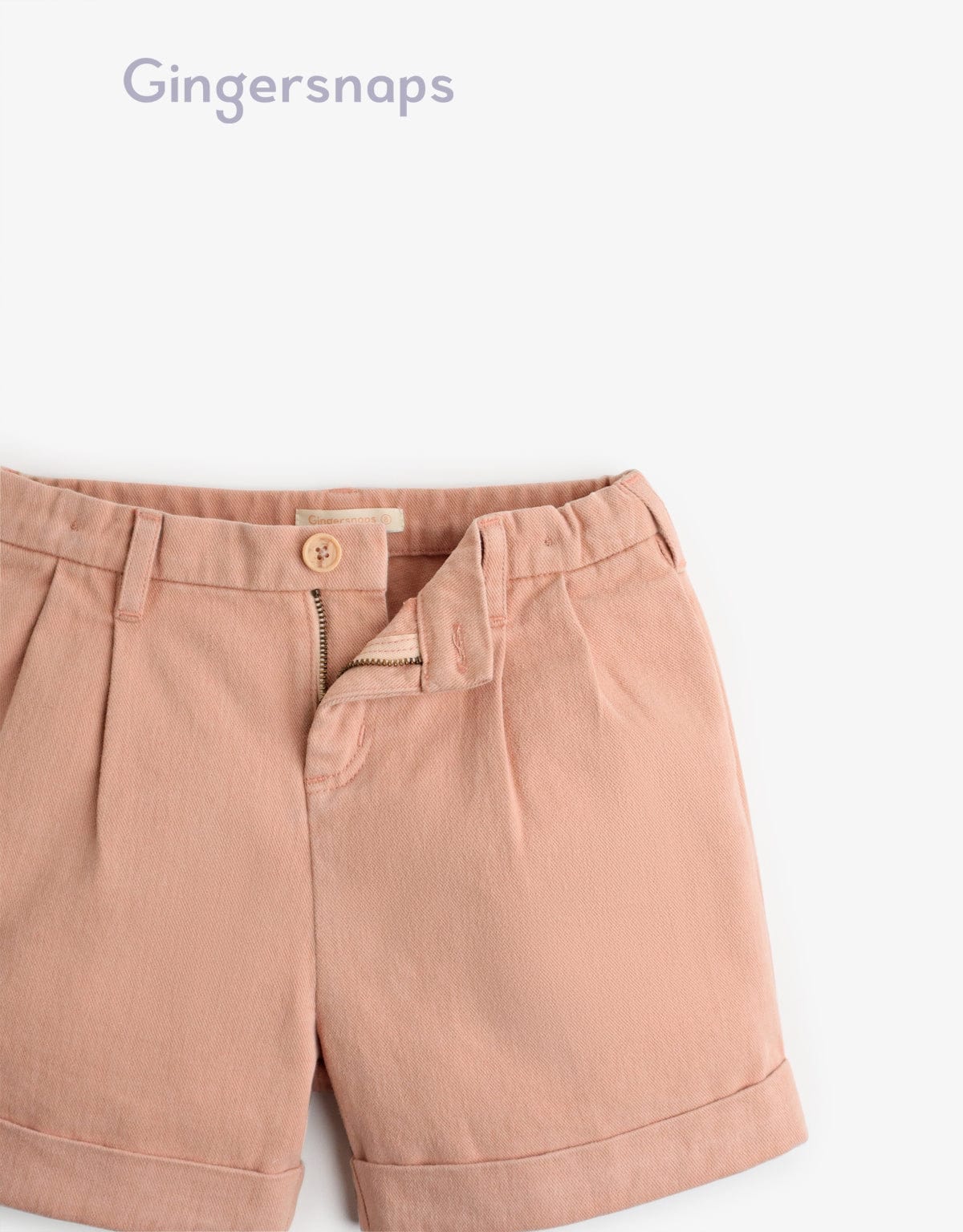 جينجرسنابس شورت سادة بناتي أطفال - الخوخ الوردي