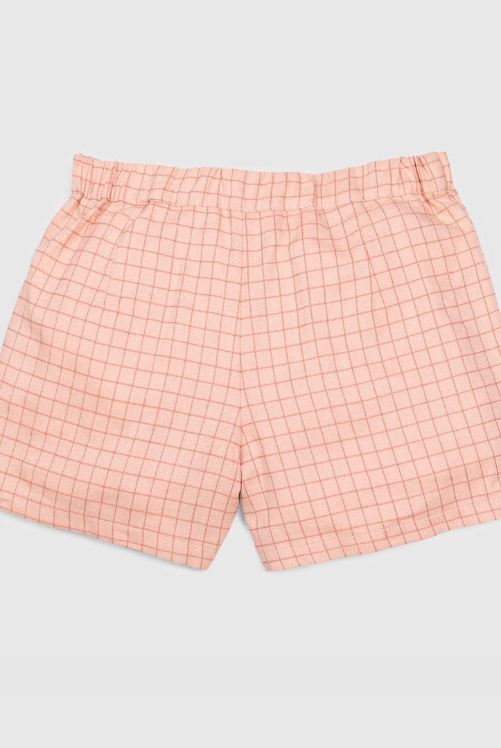 جينجرسنابس شورت كاروهات بجيوب أمامية أطفالي بنات وردي باهت