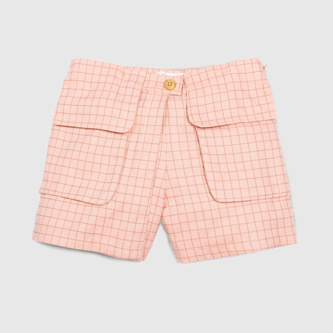 جينجرسنابس شورت كاروهات بجيوب أمامية أطفالي بنات وردي باهت