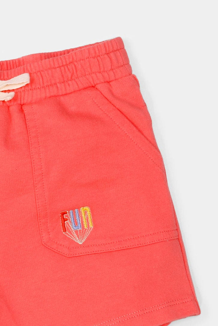 جينجرسنابس شورت بناتي سادة بجيوب أمامية ورباط وردي صدفي