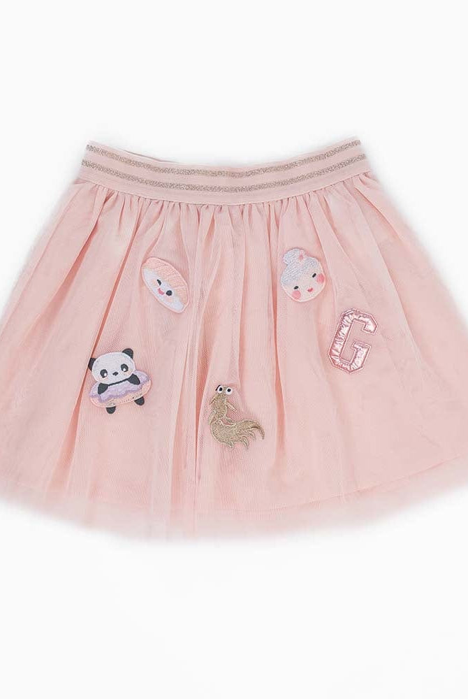 جينجرسنابس تنورة بناتي مزينة برسومات اطفال وردي شاحب