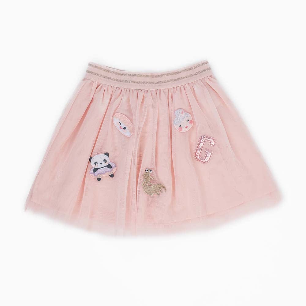 جينجرسنابس تنورة بناتي مزينة برسومات اطفال وردي شاحب