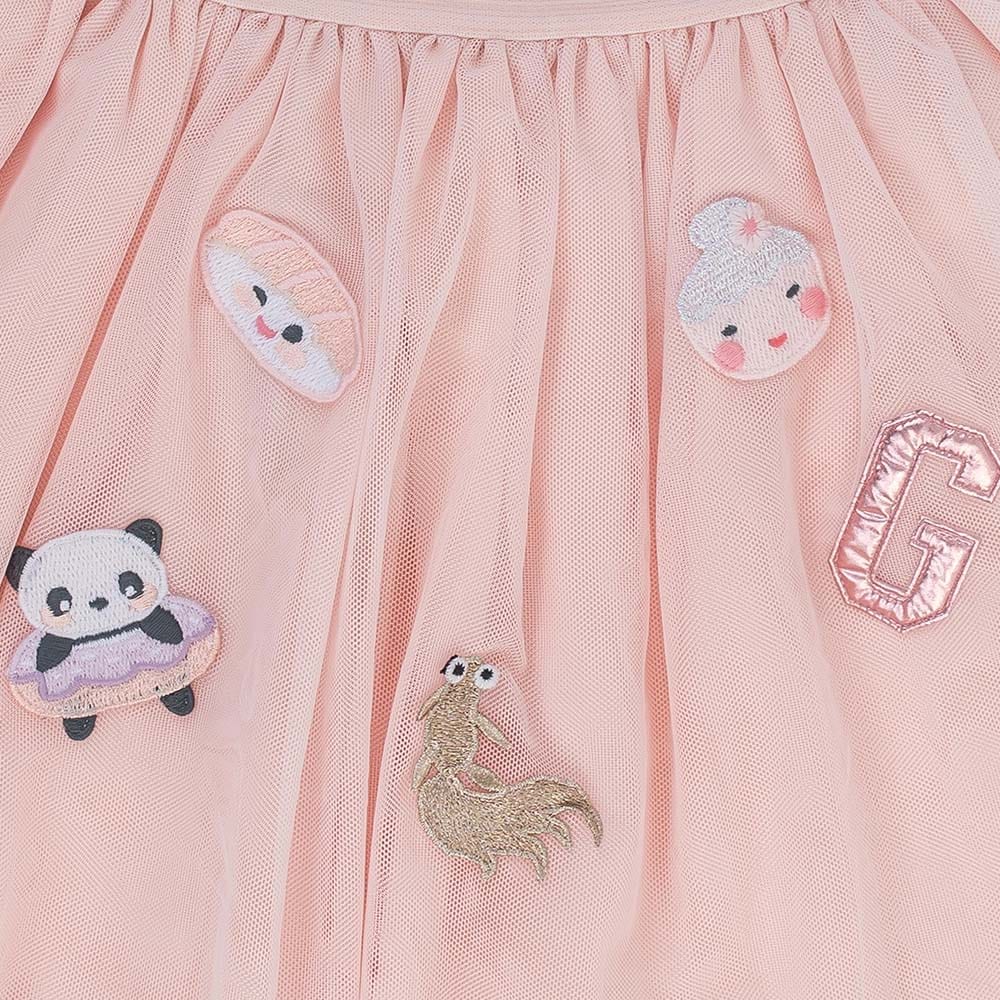 جينجرسنابس تنورة بناتي مزينة برسومات اطفال وردي شاحب