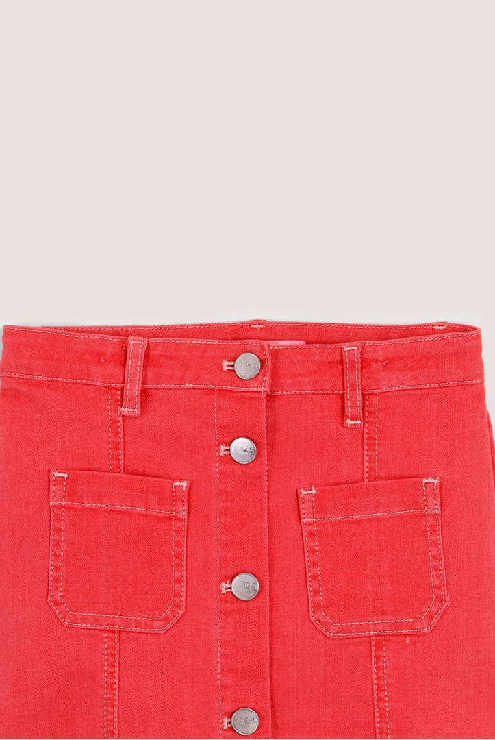 جينجرسنابس تنورة بناتي بجيوب أمامية للبنات مزينة بأزرار أحمر شاحب