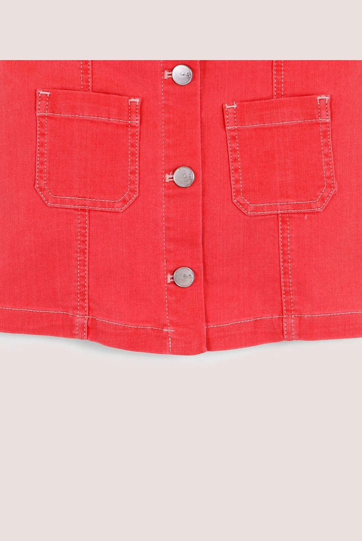 جينجرسنابس تنورة بناتي بجيوب أمامية للبنات مزينة بأزرار أحمر شاحب