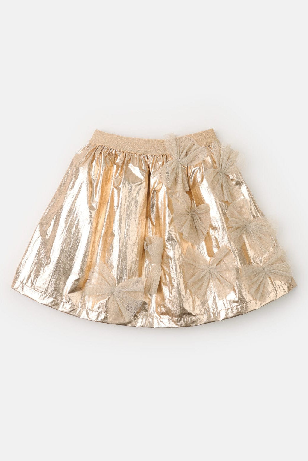 جينجرسنابس تنورة لامعة مطرز بالفيونكات بناتي معدني