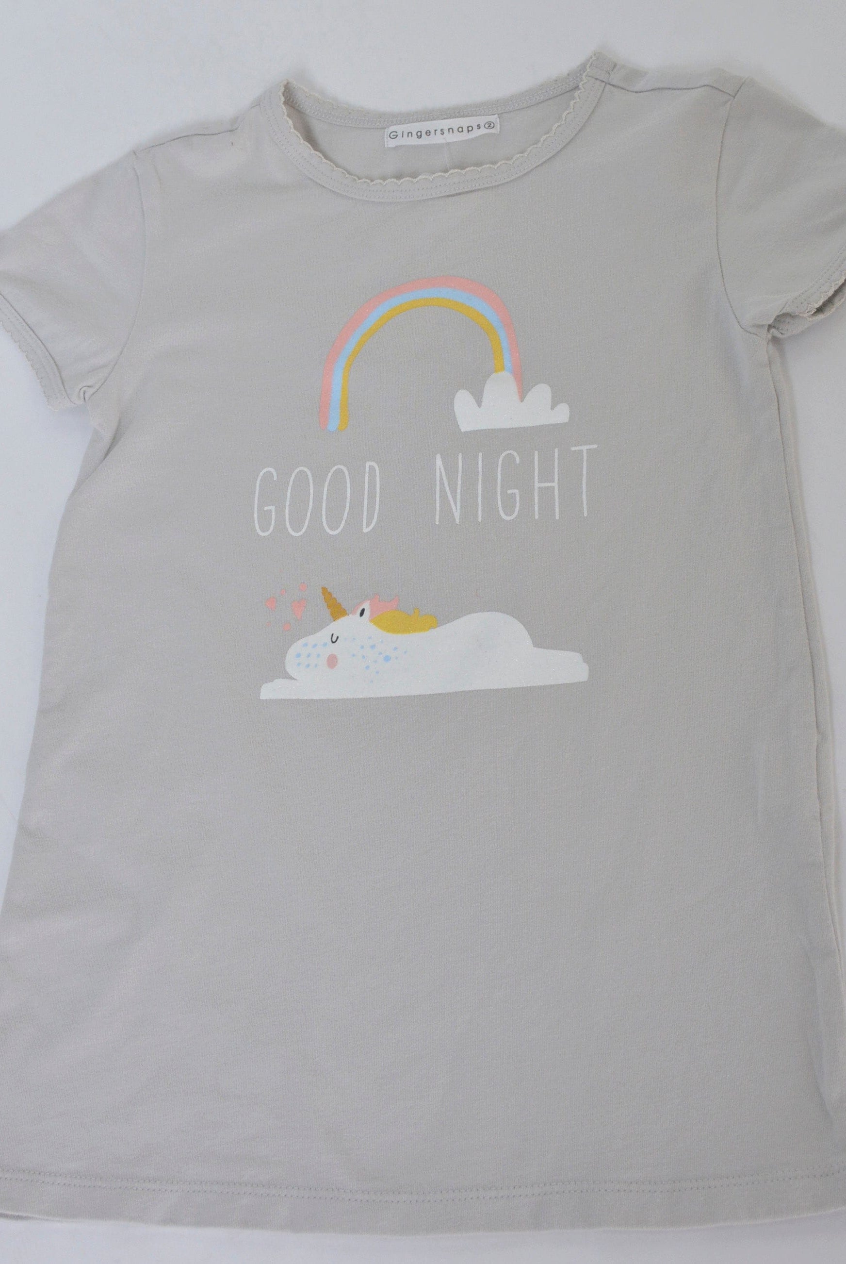 جينجرسنابس بيجامة بناتي بطبعة أمامية نص كم أزرق بخاري