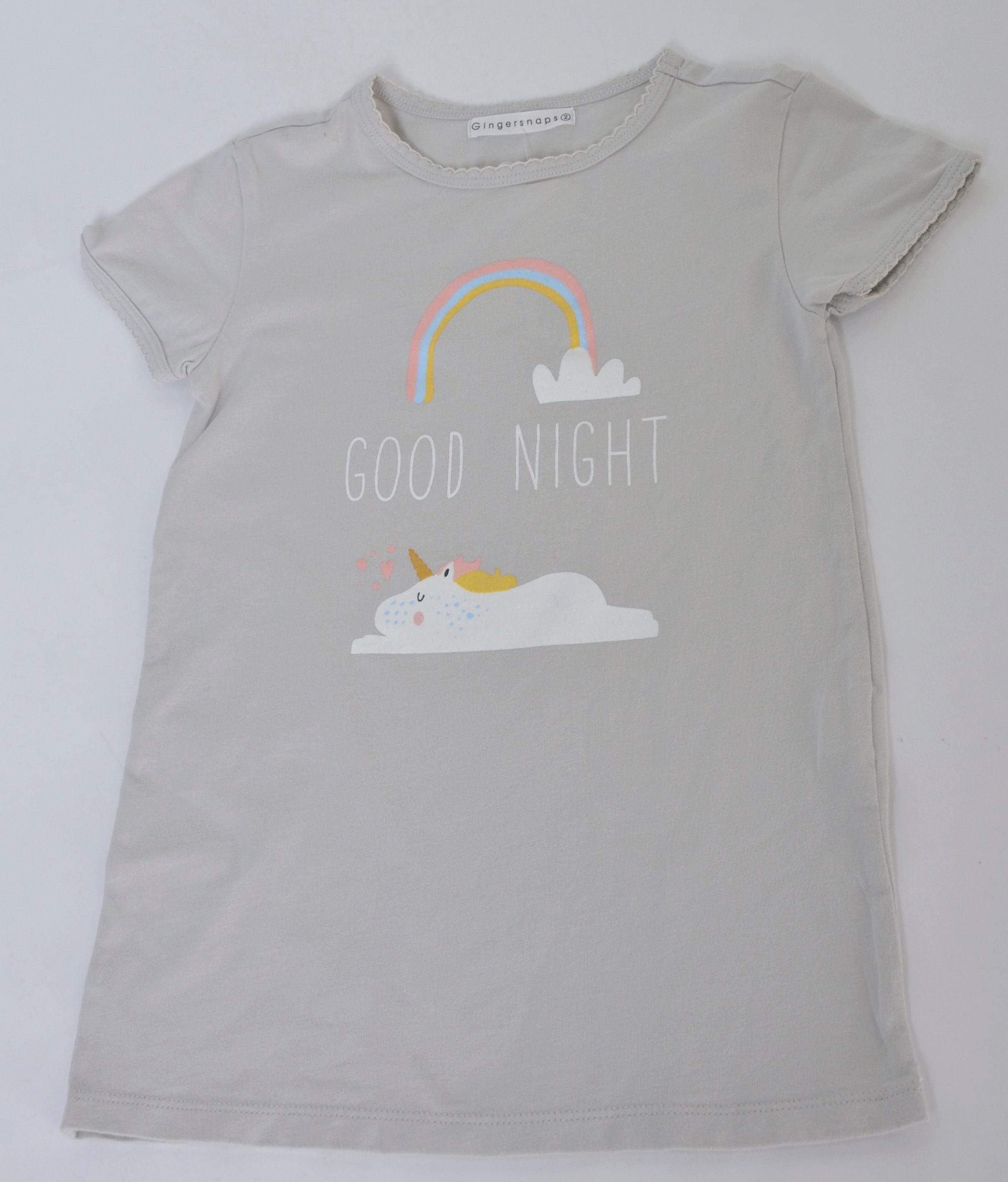 جينجرسنابس بيجامة بناتي بطبعة أمامية نص كم أزرق بخاري