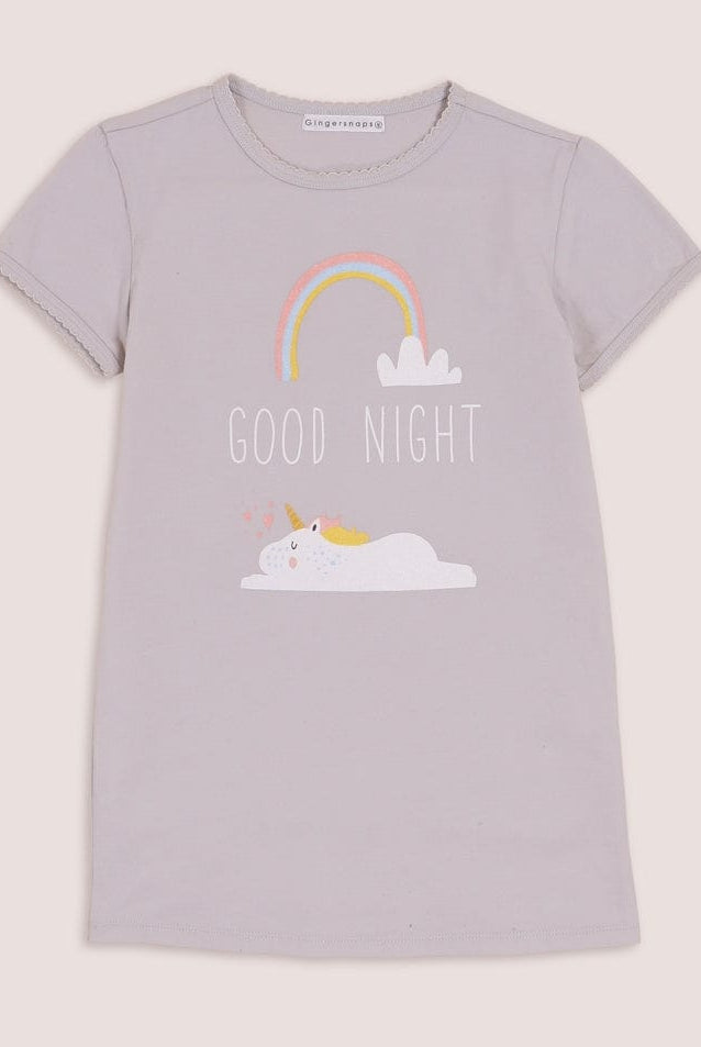 جينجرسنابس بيجامة بناتي بطبعة أمامية نص كم أزرق بخاري