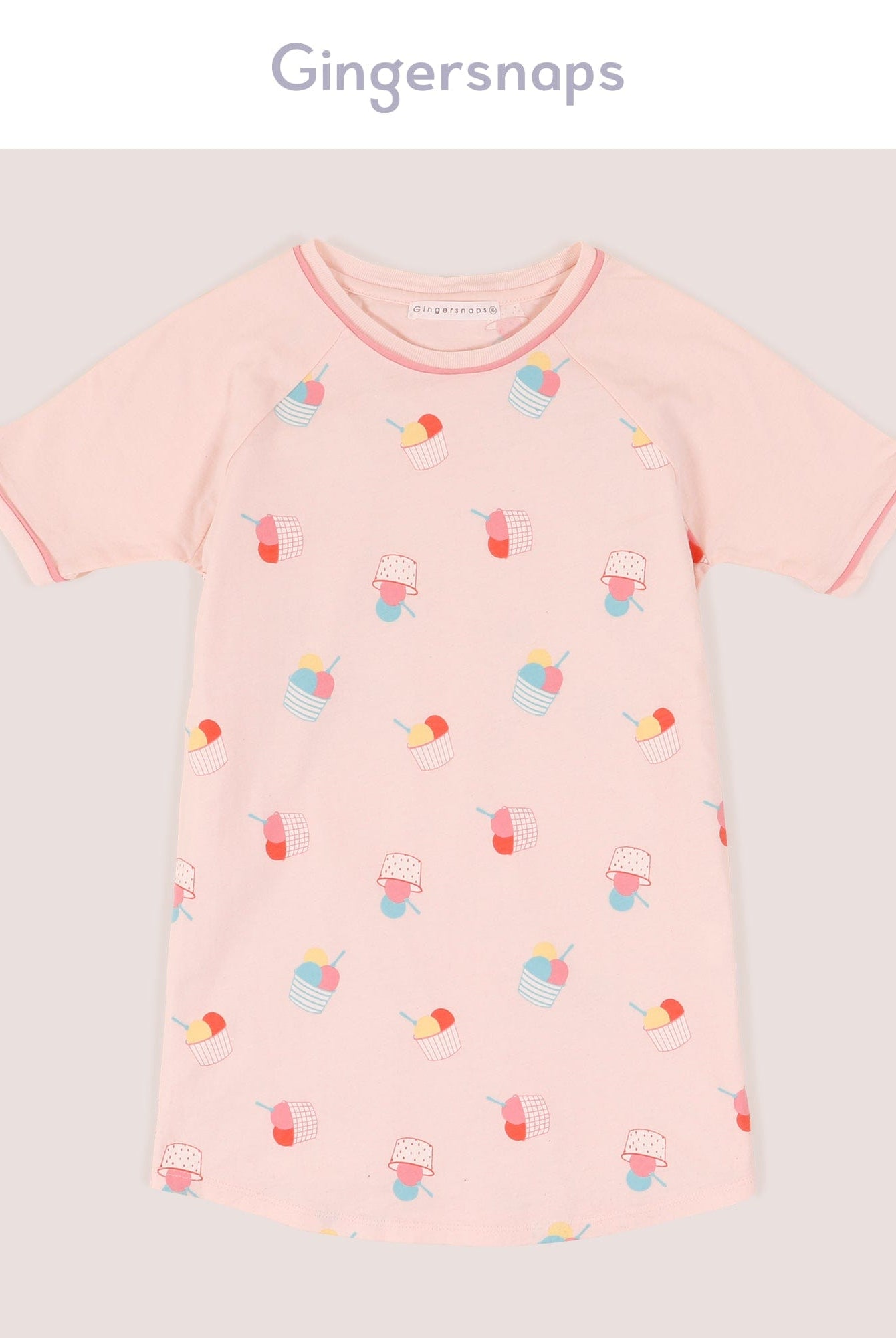 جينجرسنابس بيجامة نوم بناتي نص كم منقوشة بالعرض متعدد الألوان