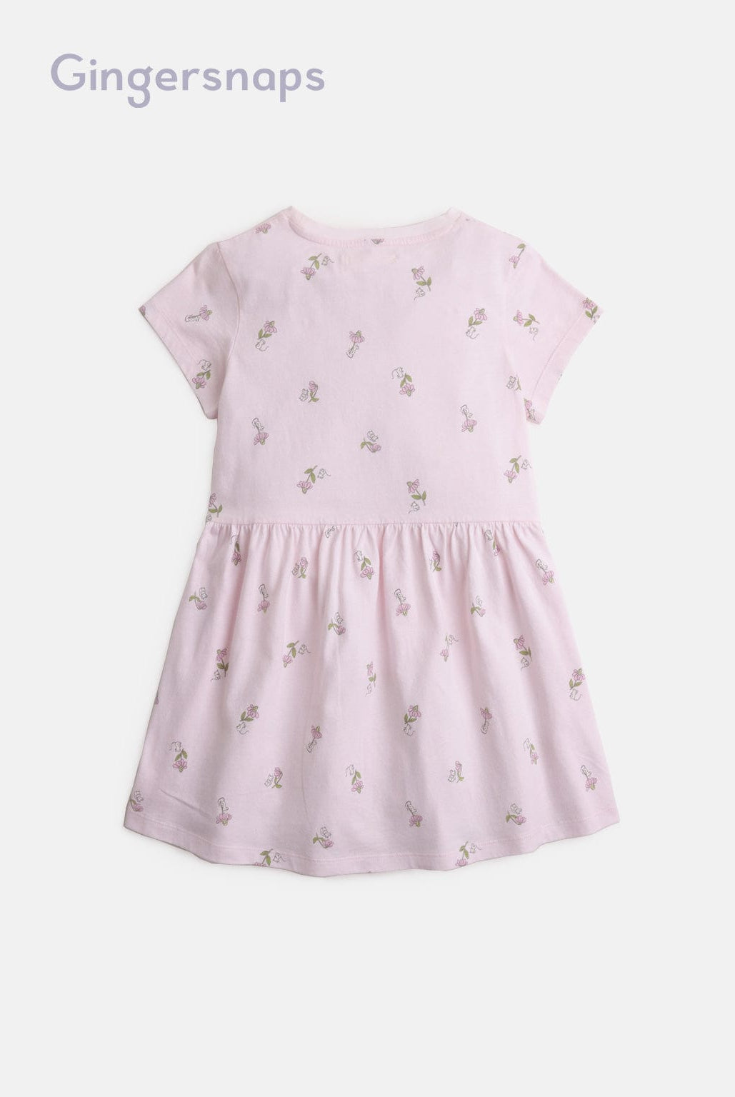 جينجرسنابس فستان منقوش قصير كم قصير بناتي وردي