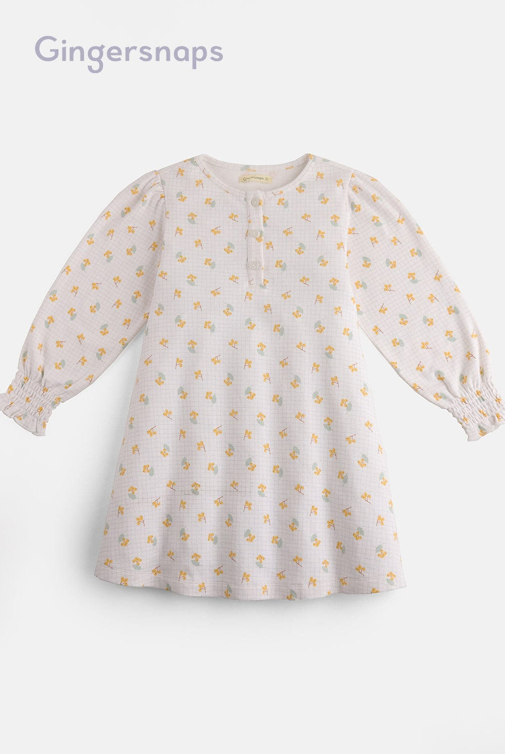 جينجرسنابس فستان نوم بناتي منقوش بأكمام مطاطية متعدد الألوان