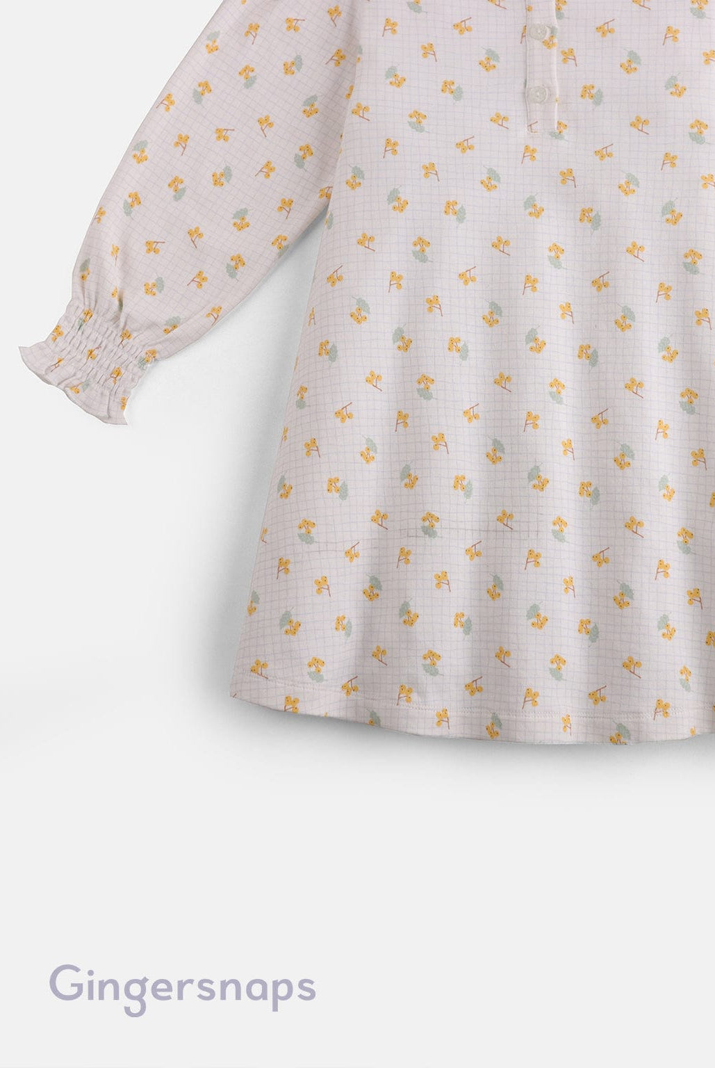 جينجرسنابس فستان نوم بناتي منقوش بأكمام مطاطية متعدد الألوان