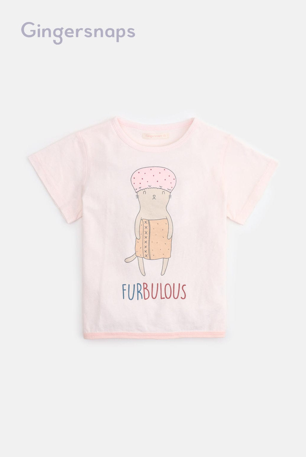 جينجرسنابس بيجامة بناتي تيشيرت مطبوع وبنطلون وردي