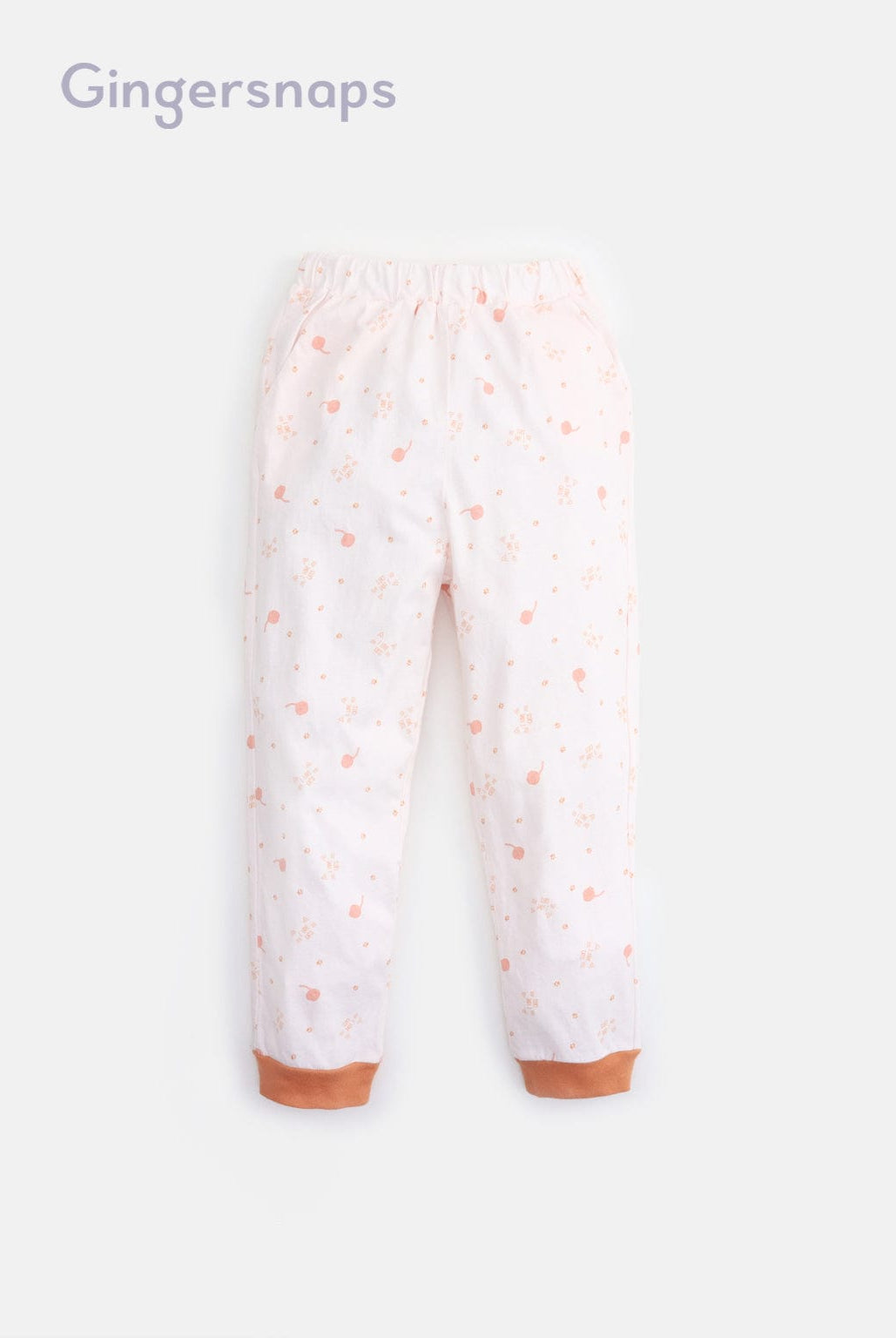 جينجرسنابس بيجامة بناتي تيشيرت مطبوع وبنطلون منقوش أبيض