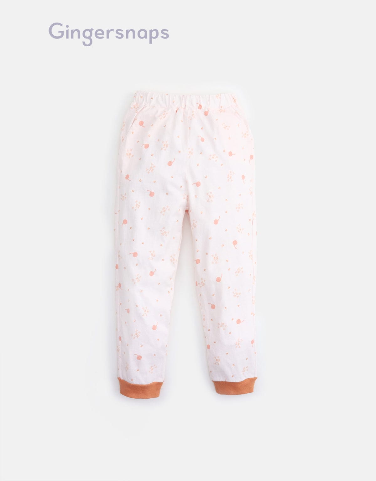 جينجرسنابس بيجامة بناتي تيشيرت مطبوع وبنطلون منقوش أبيض
