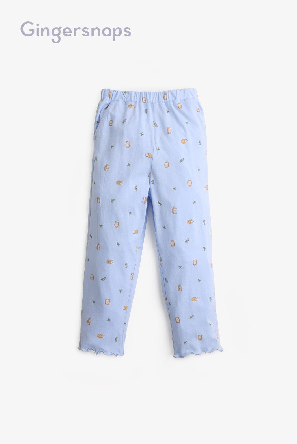 جينجرسنابس بيجامة نوم كم طويل بناتي منقوشة أزرق