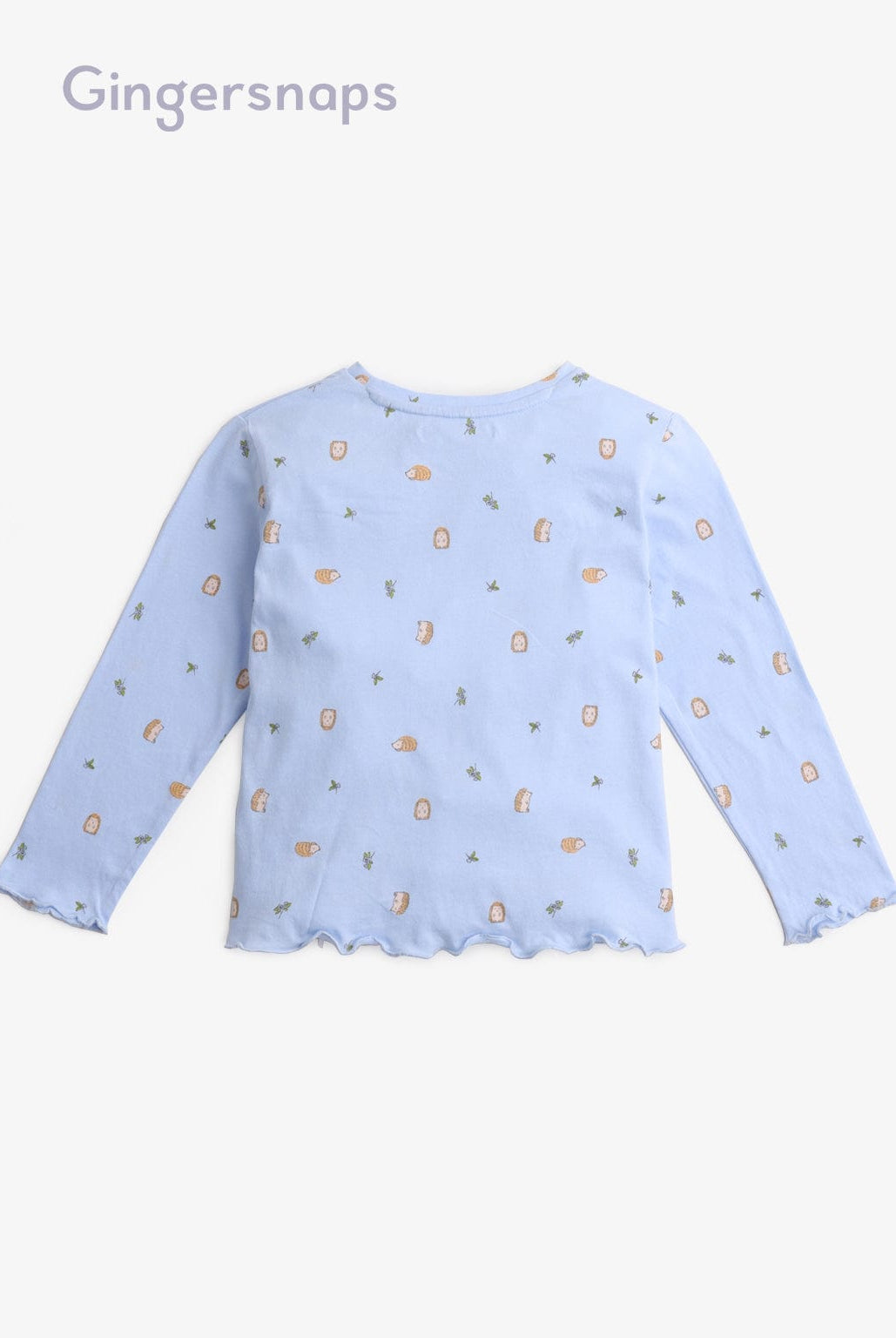 جينجرسنابس بيجامة نوم كم طويل بناتي منقوشة أزرق
