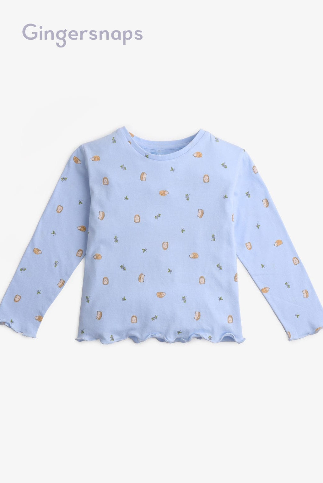 جينجرسنابس بيجامة نوم كم طويل بناتي منقوشة أزرق