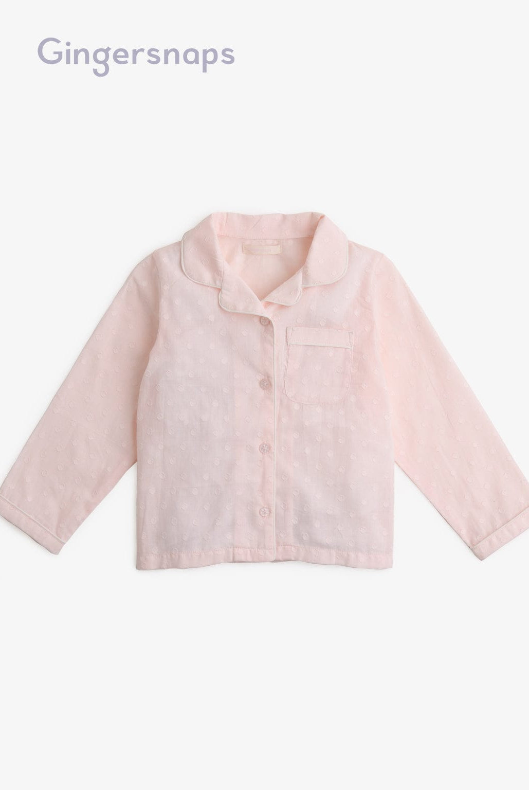 جينجرسنابس بيجامة بلوزة وبنطلون بجيب كم طويل بناتي وردي