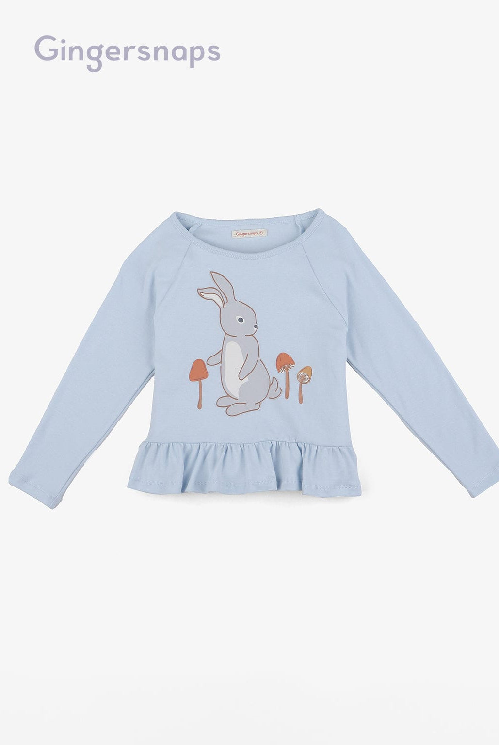 جينجرسنابس طقم ملابس نوم للبنات بطبعة ارنب على الصدر أزرق