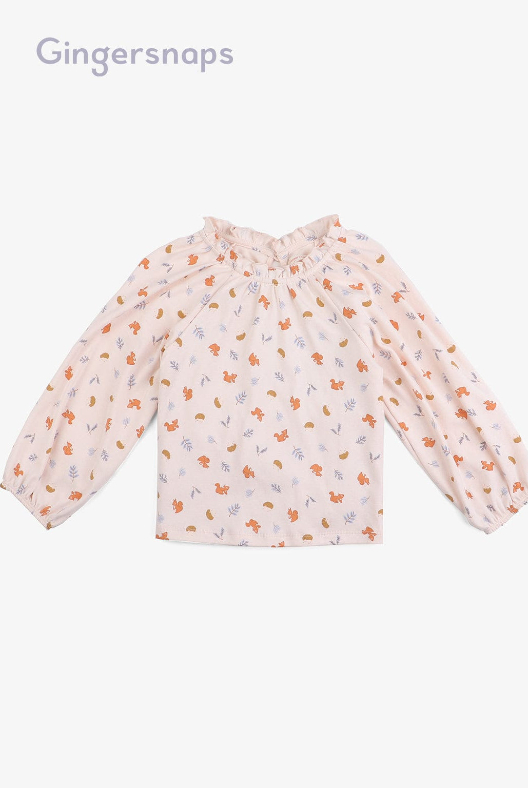 جينجرسنابس طقم ملابس نوم للبنات مشجر بياقة مطاطية خوخي