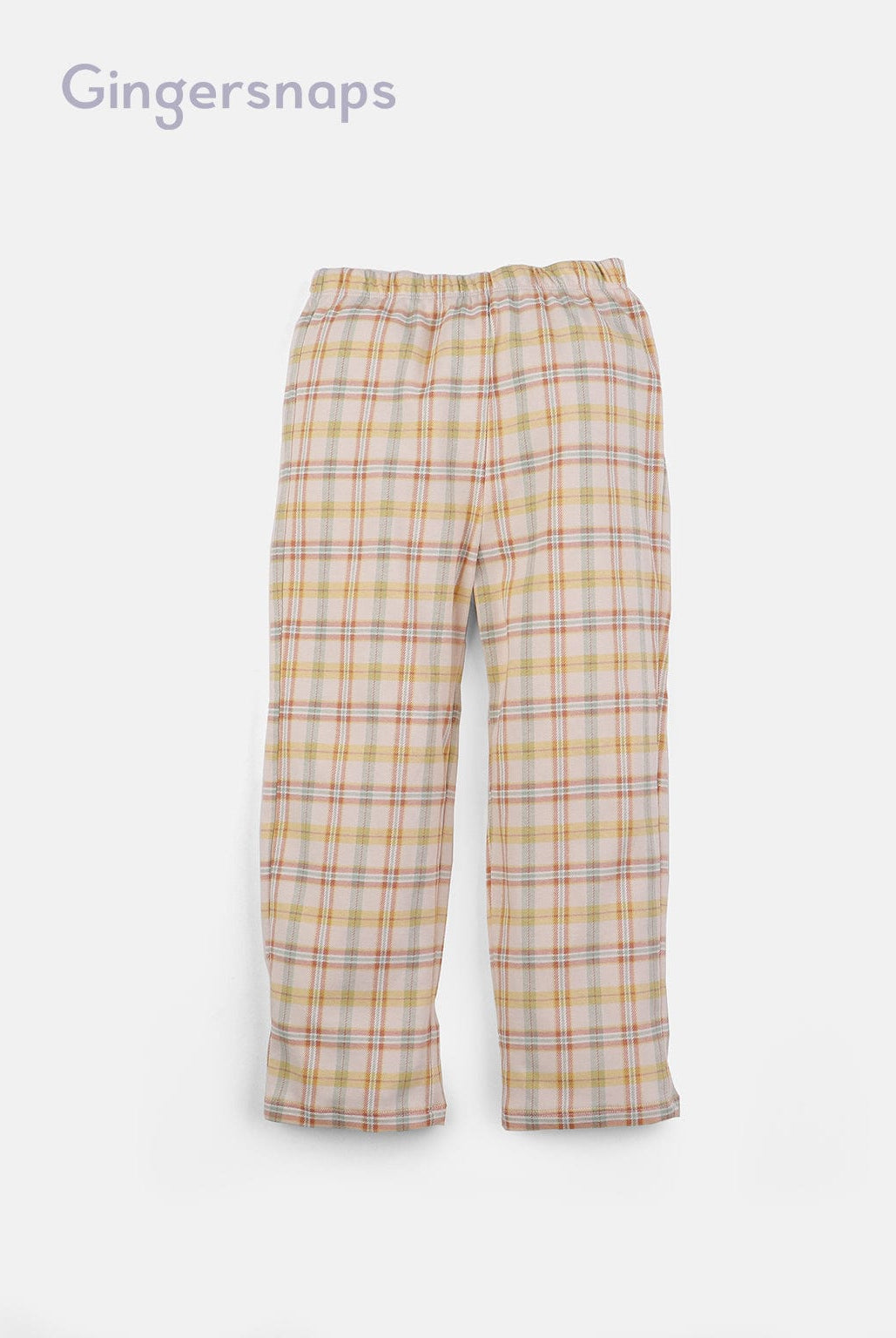 جينجرسنابس بيجامة نوم بناتي بطبعة على الصدر ببنطلو كاروهات متعدد الألوان