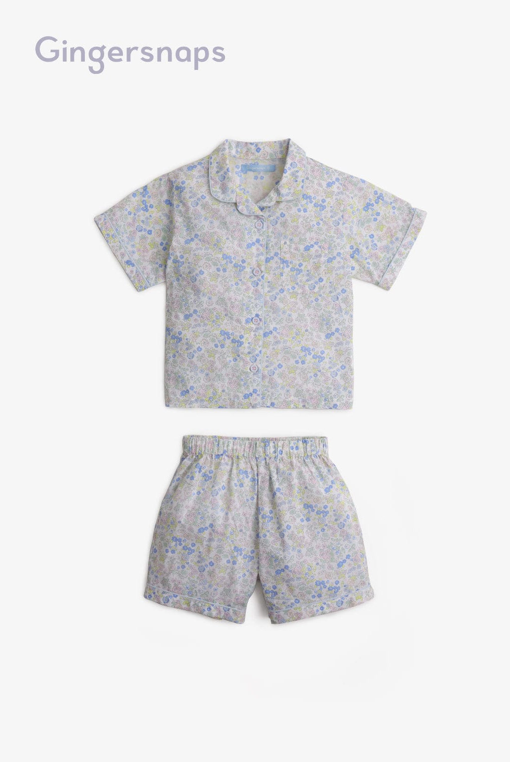 جينجرسنابس بيجامة بلوزة نص كم وشورت منقوش بناتي متعدد الألوان