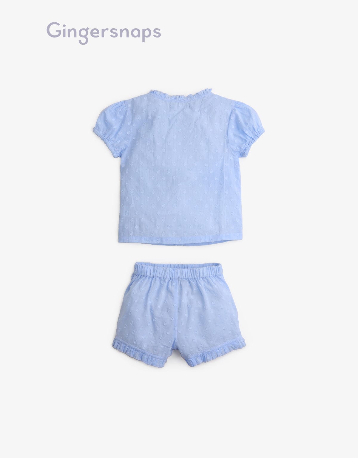 جينجرسنابس بيجامة شورت وبلوزة بأزرار أمامية نص كم بناتي أزرق