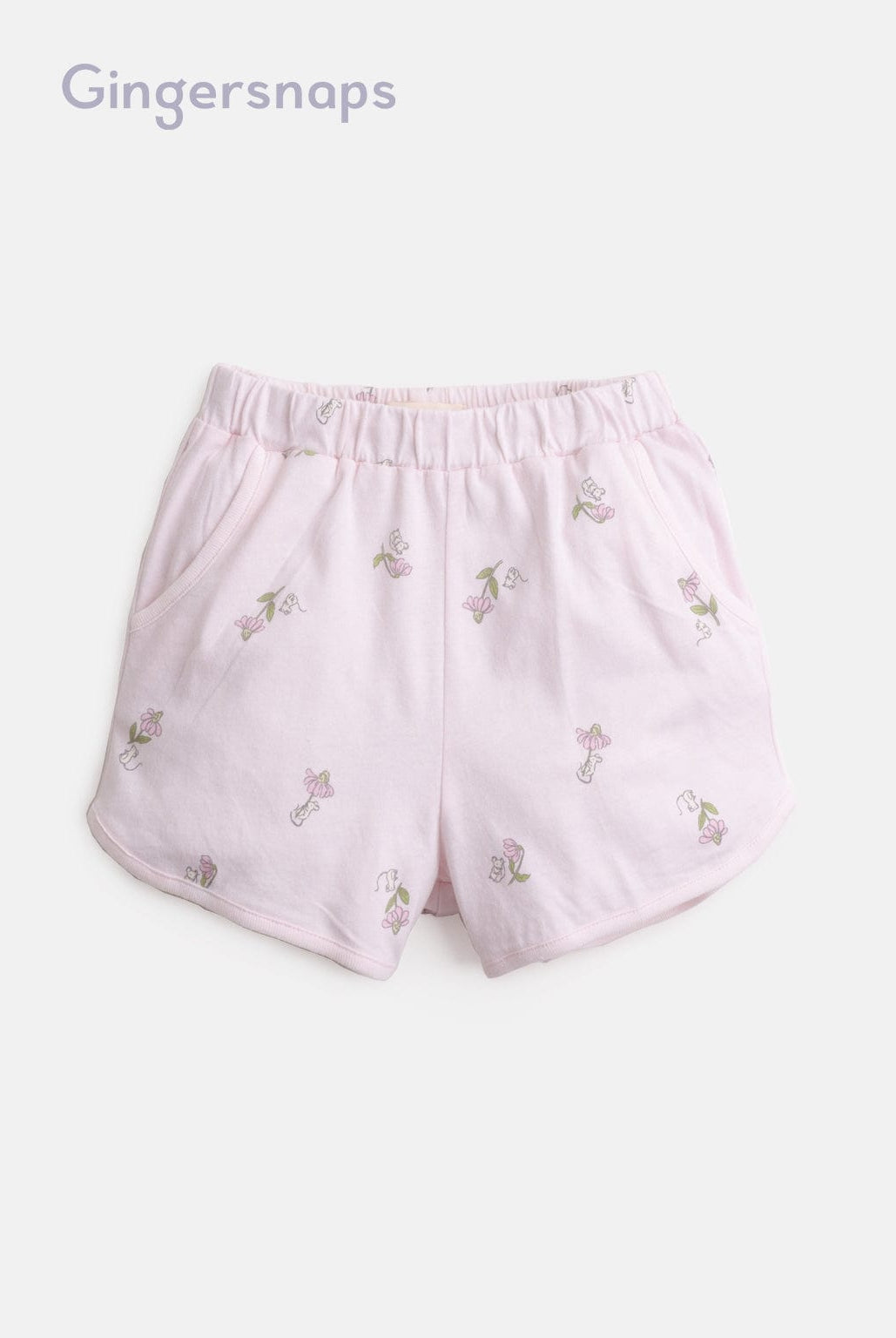 جينجرسنابس بيجامة بناتي نص كم وشورت منقوش وردي