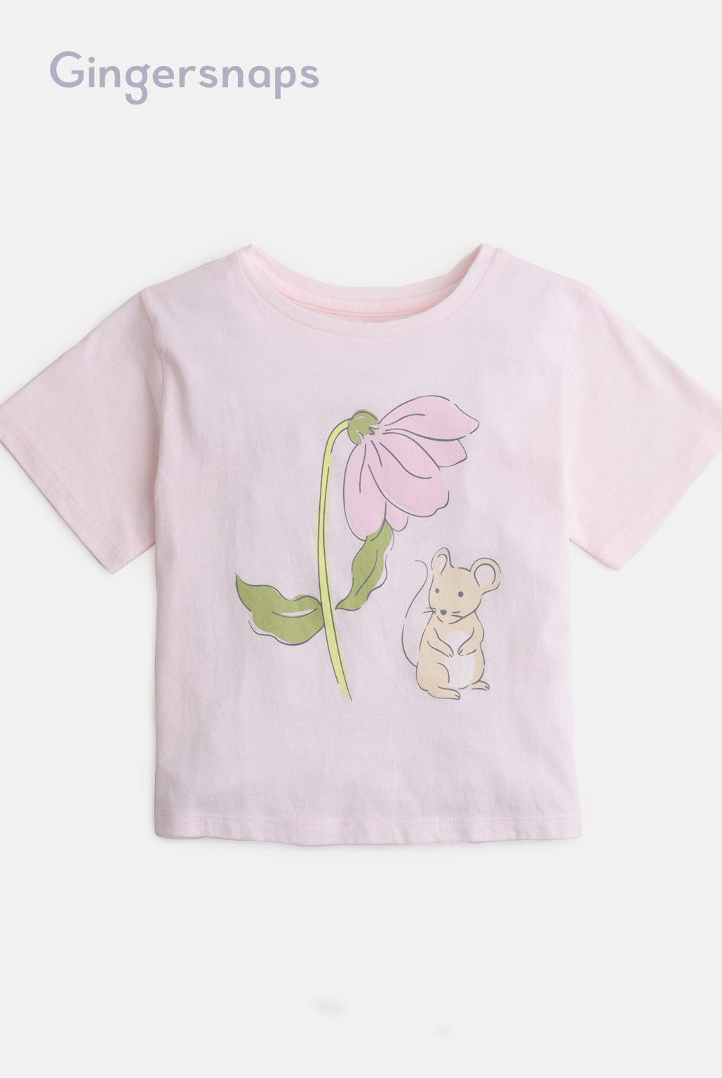 جينجرسنابس بيجامة بناتي نص كم وشورت منقوش وردي