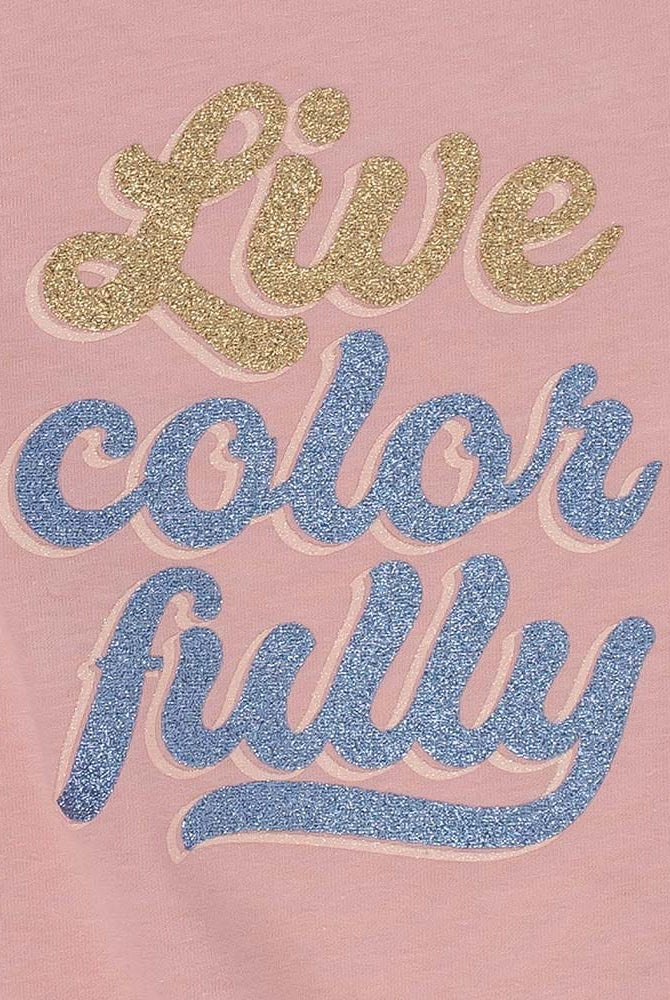 جينجرسنابس بلوزة بطبعة لامعة كم قصير بناتي وردي باهت